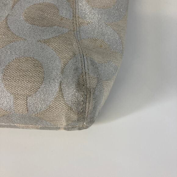 Coach 21021E Canvas silver signature print small shoulder bag ASIS - Picture 6 of 13